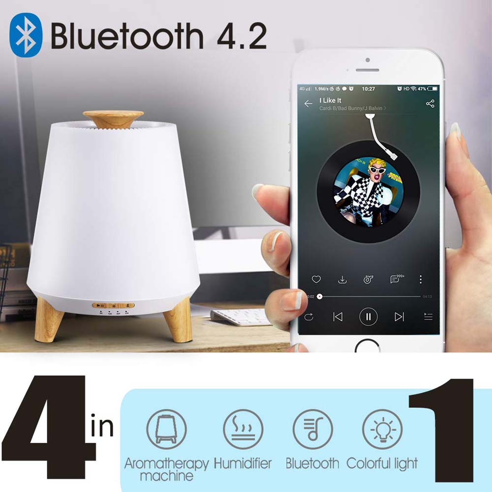 Bluetooth Speaker Aroma Diffuser & Humidifier with Wood Grain Finish