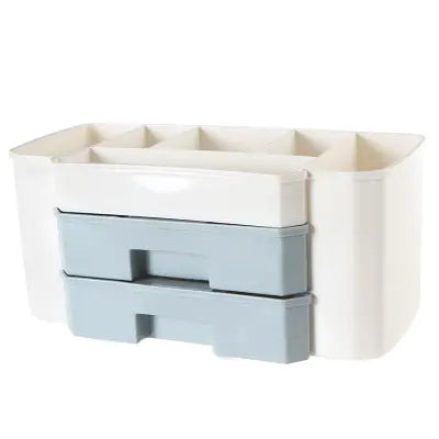 Red Cosmetic Storage Box with Dustproof Drawer Design