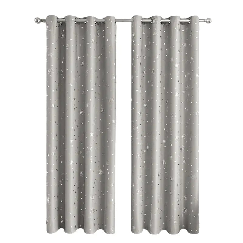 Modern Minimalist Single-Sided Silver Star Curtains