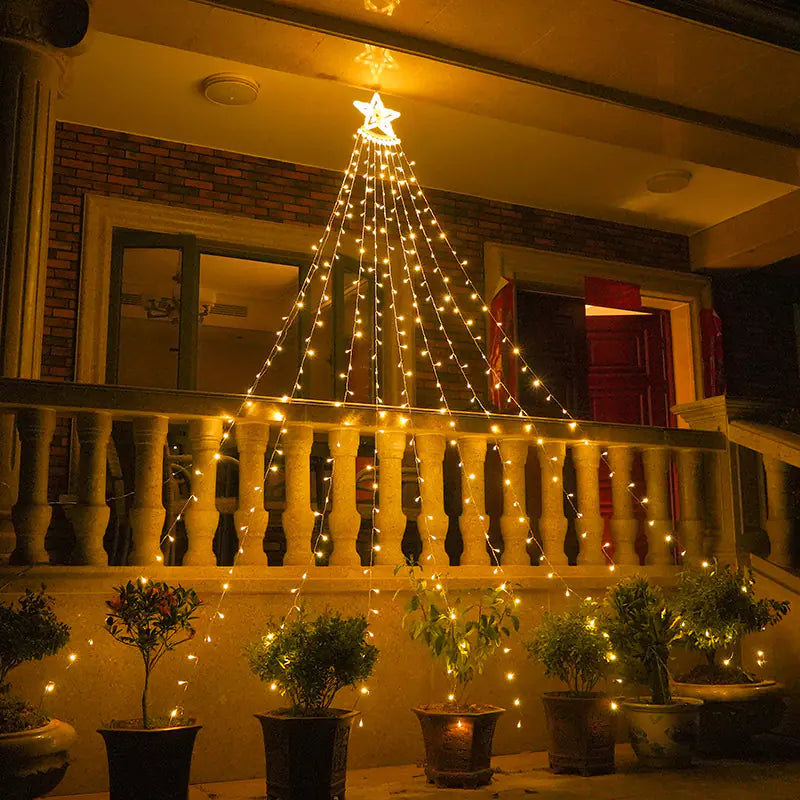 LED Five-Pointed Star Waterfall Light for Outdoor Decor