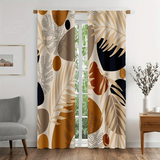 2pcs Aesthetic Abstract Leaves Geometric Curtains