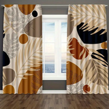 2pcs Aesthetic Abstract Leaves Geometric Curtains