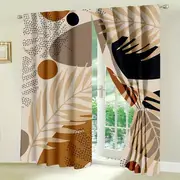 2pcs Aesthetic Abstract Leaves Geometric Curtains