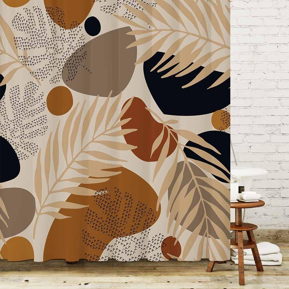 2pcs Aesthetic Abstract Leaves Geometric Curtains