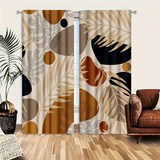 2pcs Aesthetic Abstract Leaves Geometric Curtains