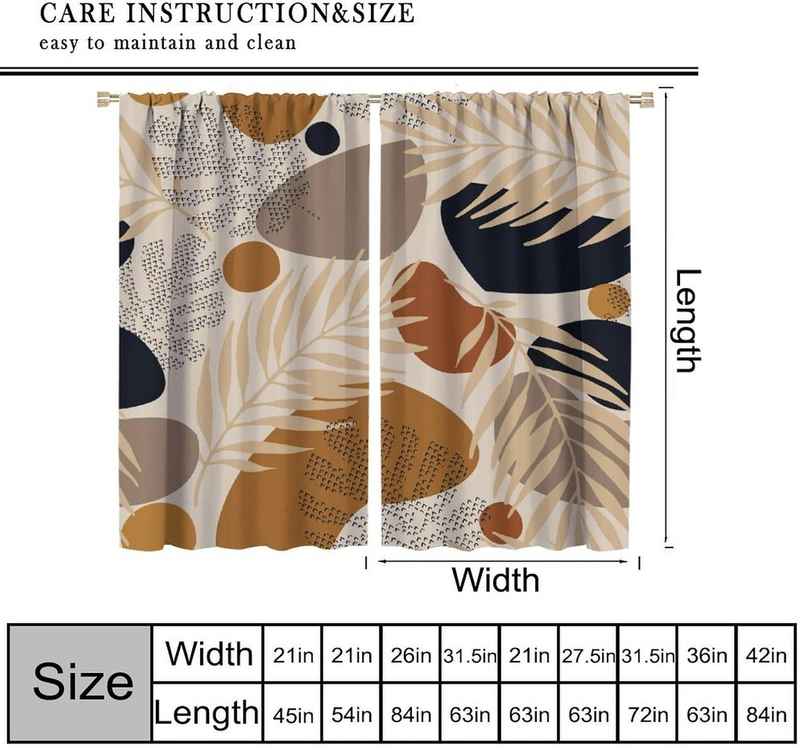 2pcs Aesthetic Abstract Leaves Geometric Curtains