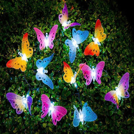 Solar Butterfly String Lights for Outdoor Decor 12LED