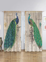 Vintage Peacock Window Curtains (1 Pair)