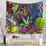 Psychedelic Graffiti Tapestry and Printed Curtains