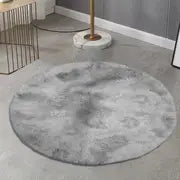 Round Plush Floor Mat - Soft Solid Color Decor