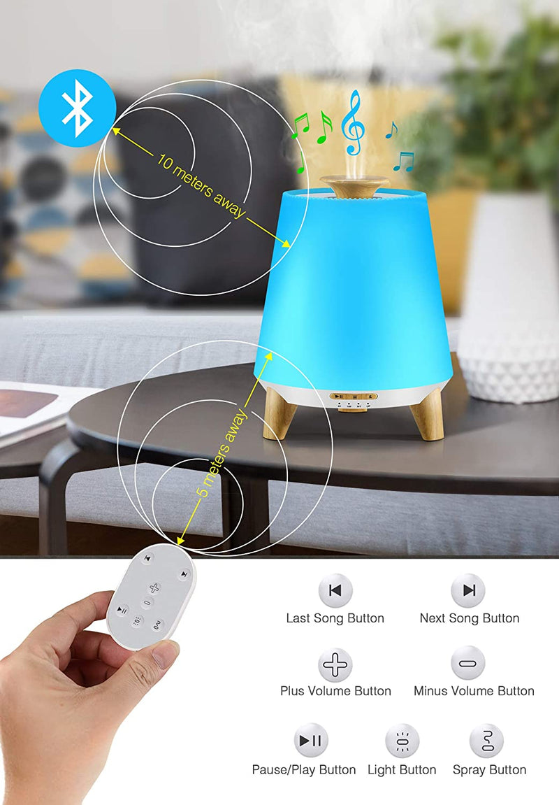 Bluetooth Speaker Aroma Diffuser Humidifier Wood Grain