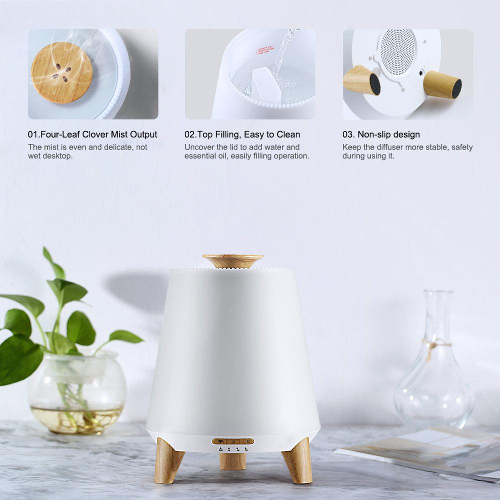 Bluetooth Speaker Aroma Diffuser & Humidifier with Wood Grain Finish