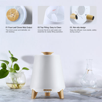 Bluetooth Speaker Aroma Diffuser & Humidifier with Wood Grain Finish