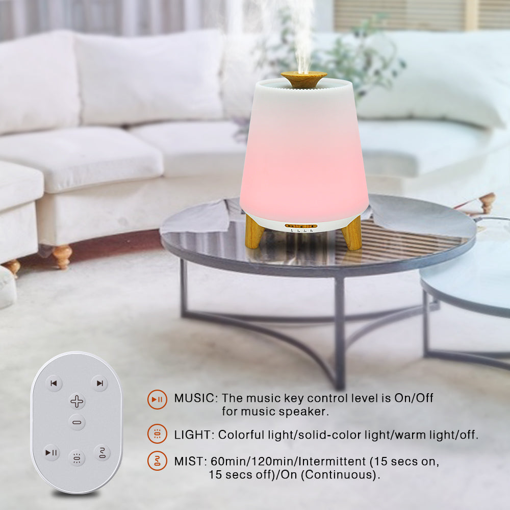 Bluetooth Speaker Aroma Diffuser & Humidifier with Wood Grain Finish