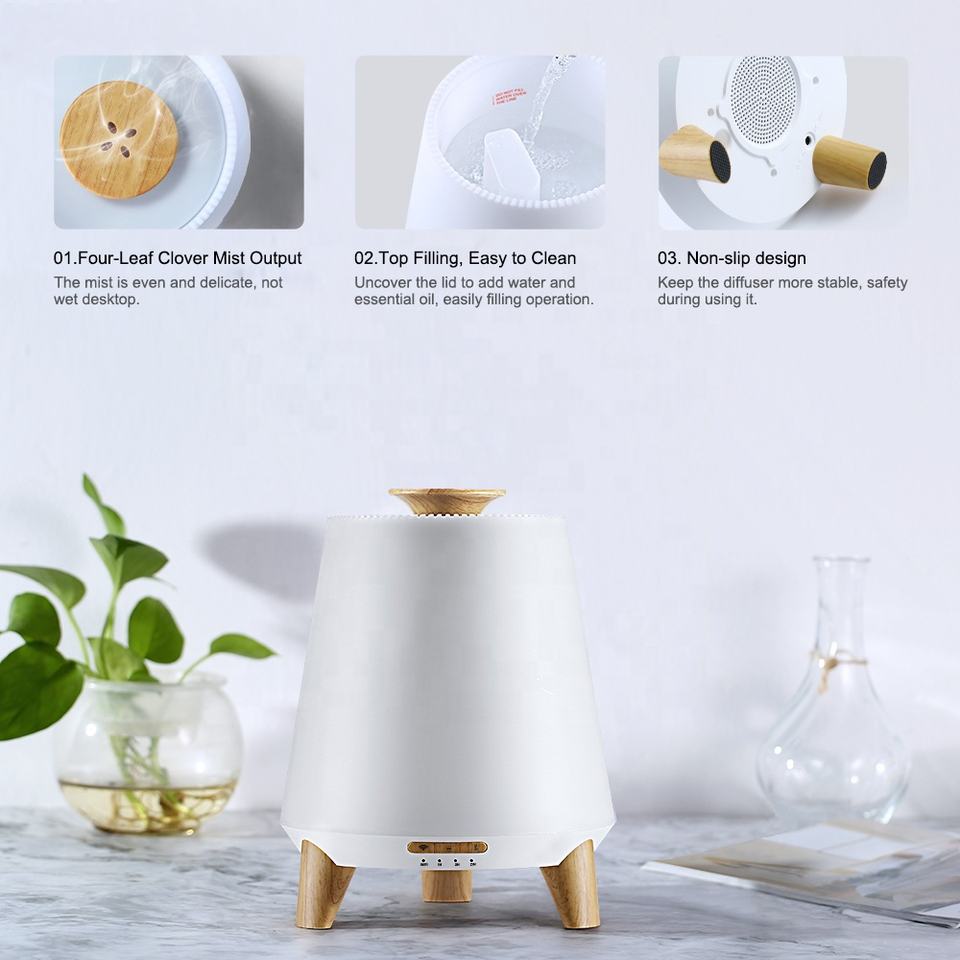 Bluetooth Speaker Aroma Diffuser & Humidifier with Wood Grain Finish