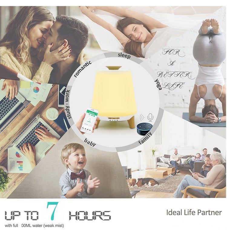 Bluetooth Speaker Aroma Diffuser Humidifier Wood Grain