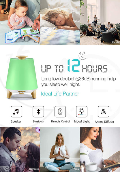 Bluetooth Speaker Aroma Diffuser & Humidifier with Wood Grain Finish