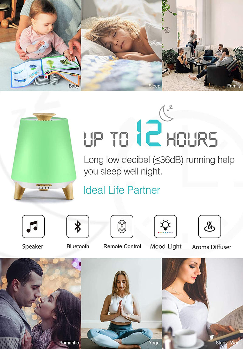 Bluetooth Speaker Aroma Diffuser Humidifier Wood Grain