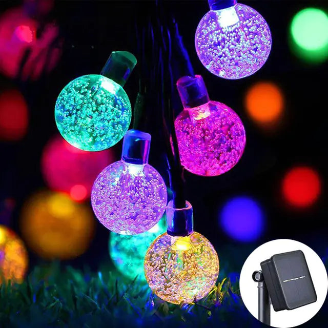 8 Modes Solar Crystal Ball LED String Lights for Outdoors