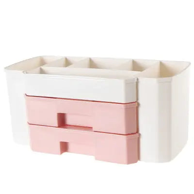 Red Cosmetic Storage Box with Dustproof Drawer Design