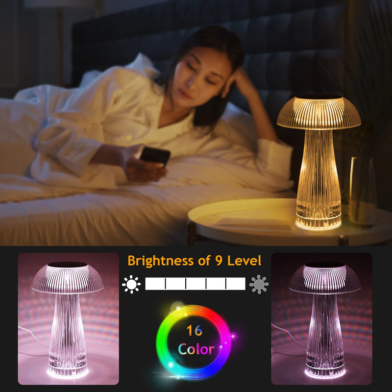 Mushroom Crystal Table Lamp - Colorful Touch Light