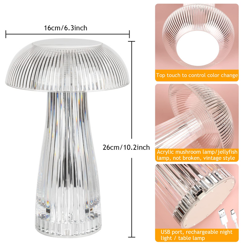 Mushroom Crystal Table Lamp - Colorful Touch Light