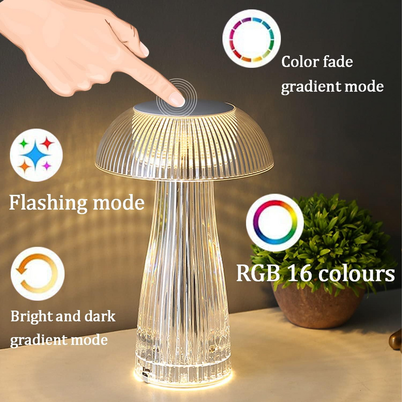 Mushroom Crystal Table Lamp - Colorful Touch Light