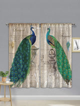 Vintage Peacock Window Curtains (1 Pair)