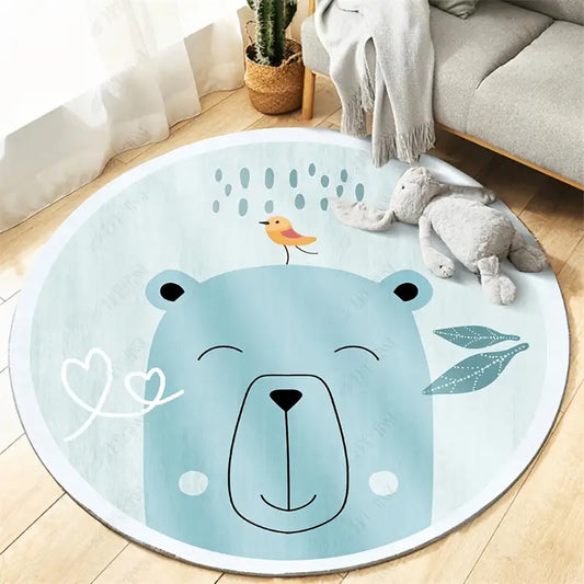 Round Cartoon Floor Mat for Children's Bedroom Decor