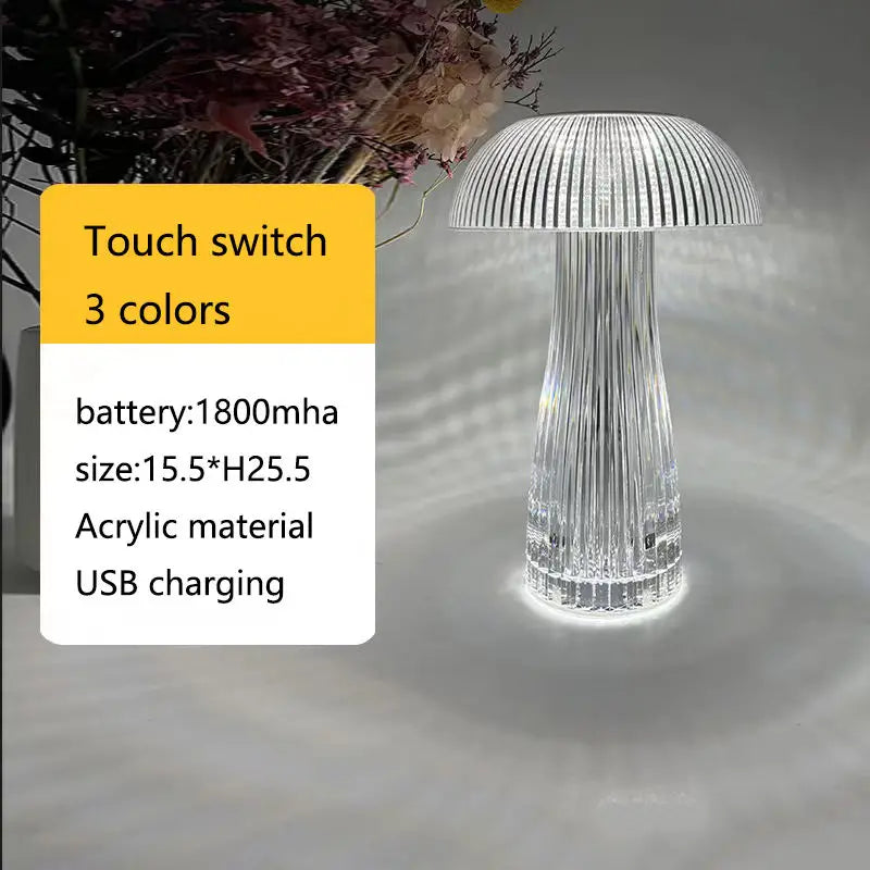 Mushroom Crystal Table Lamp - Colorful Touch Light