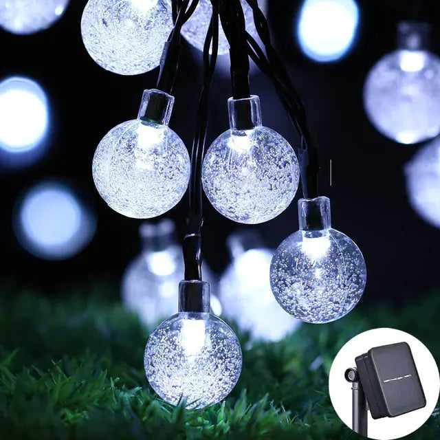 8 Modes Solar Crystal Ball LED String Lights for Outdoors