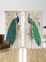 Vintage Peacock Window Curtains (1 Pair)