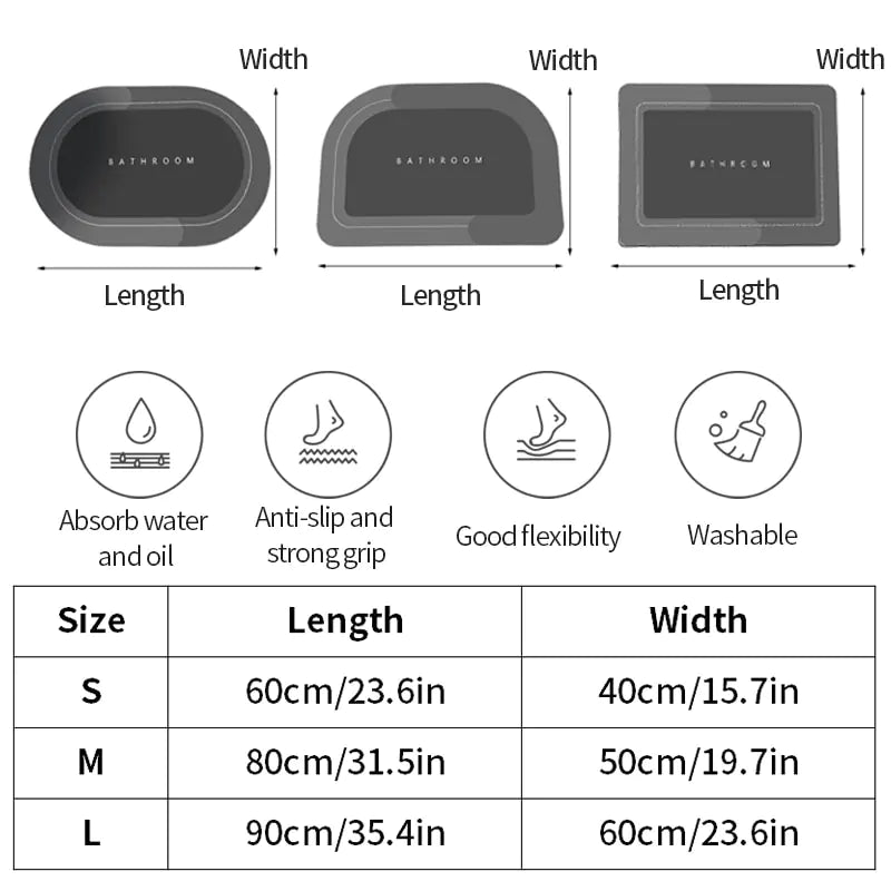 Super Absorbent Bathroom Mat Foot Mats Rugs