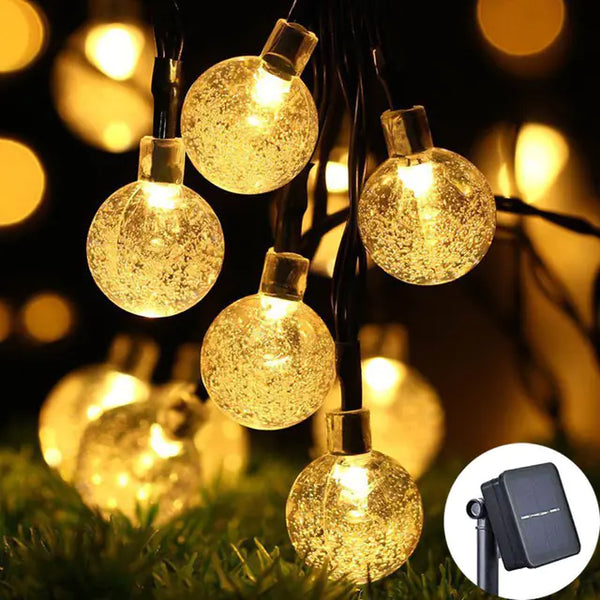 8 Modes Solar Crystal Ball LED String Lights for Outdoors
