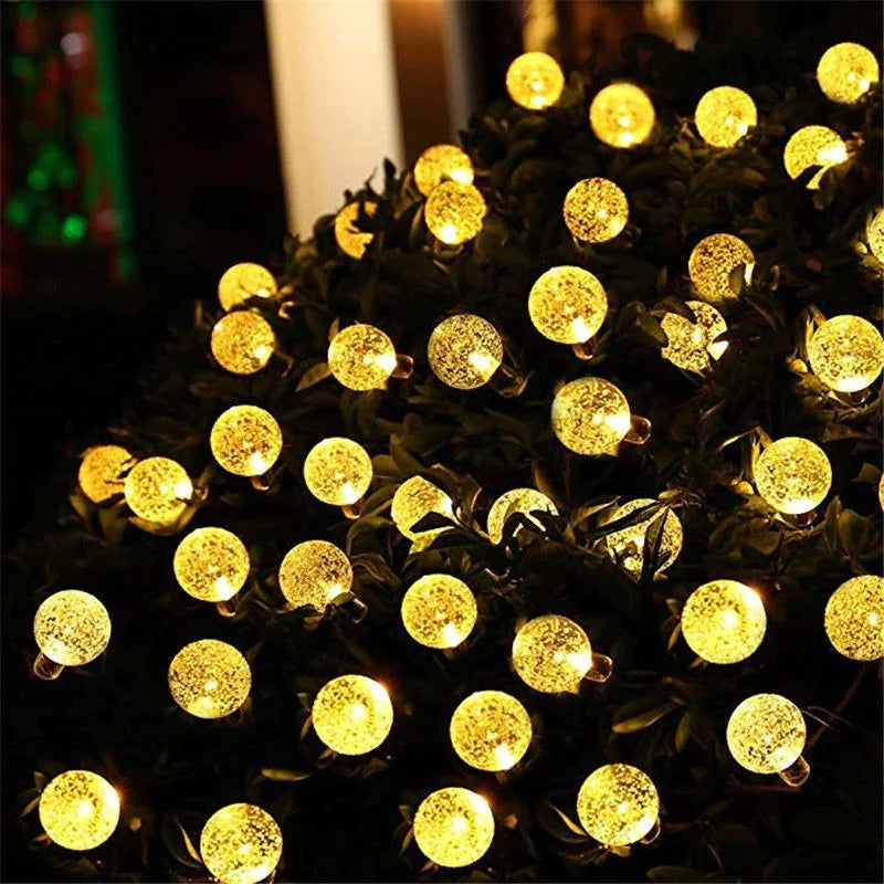 8 Modes Solar Crystal Ball LED String Lights for Outdoors