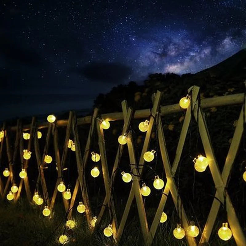 8 Modes Solar Crystal Ball LED String Lights for Outdoors