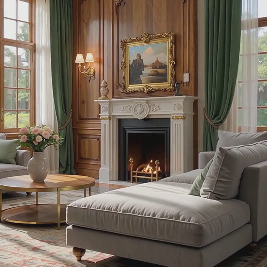 2pcs Aesthetic Abstract Leaves Geometric Curtains