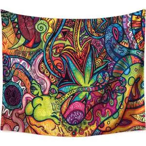 Psychedelic Graffiti Tapestry and Printed Curtains
