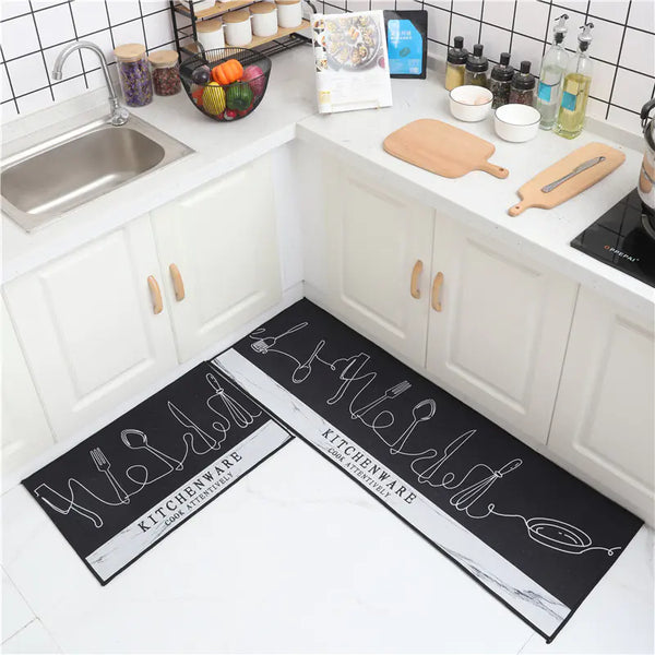 Long Cartoon Non-Slip Kitchen Mat, Washable Rugs Set