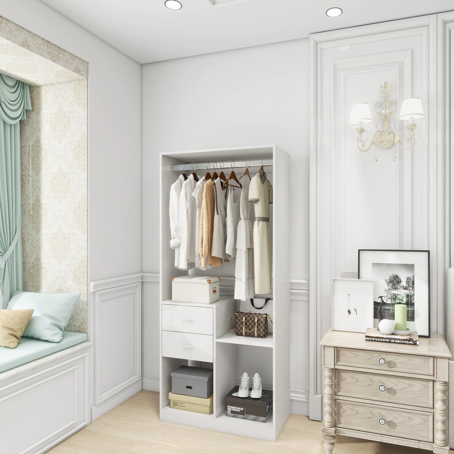 Elegant White Closet Organizer System