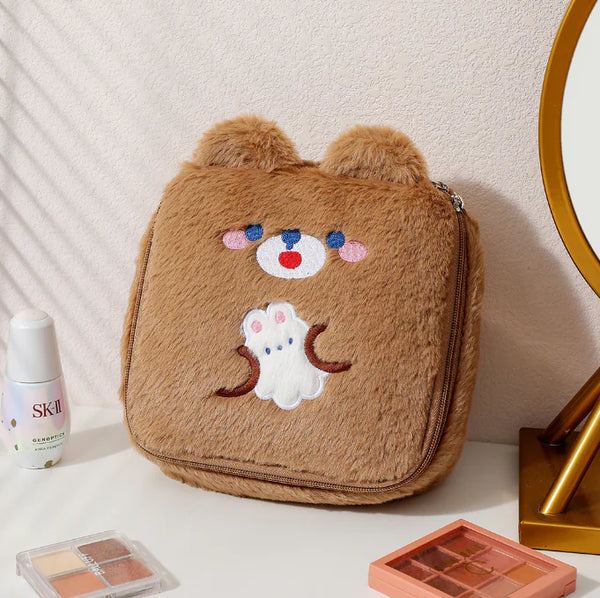 Cute Rabbit Plush Bear Square Cosmetic Storage Bag