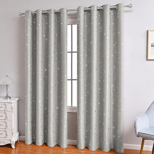 Modern Minimalist Single-Sided Silver Star Curtains