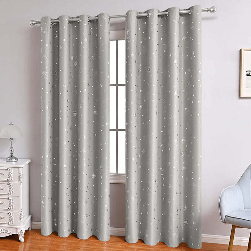 Modern Minimalist Single-Sided Silver Star Curtains